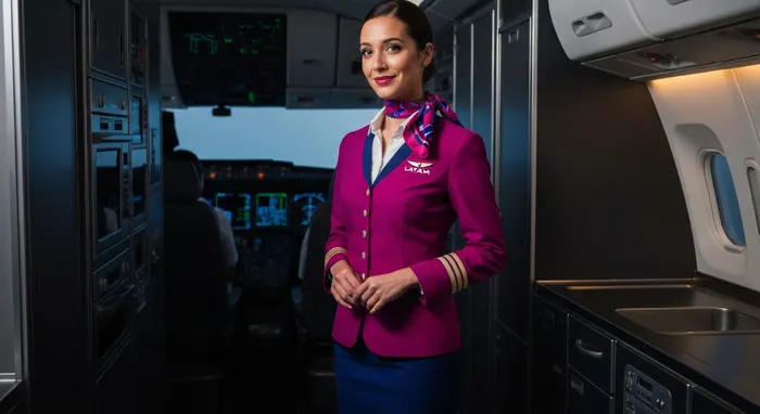 Comissária com o uniforme da LATAM